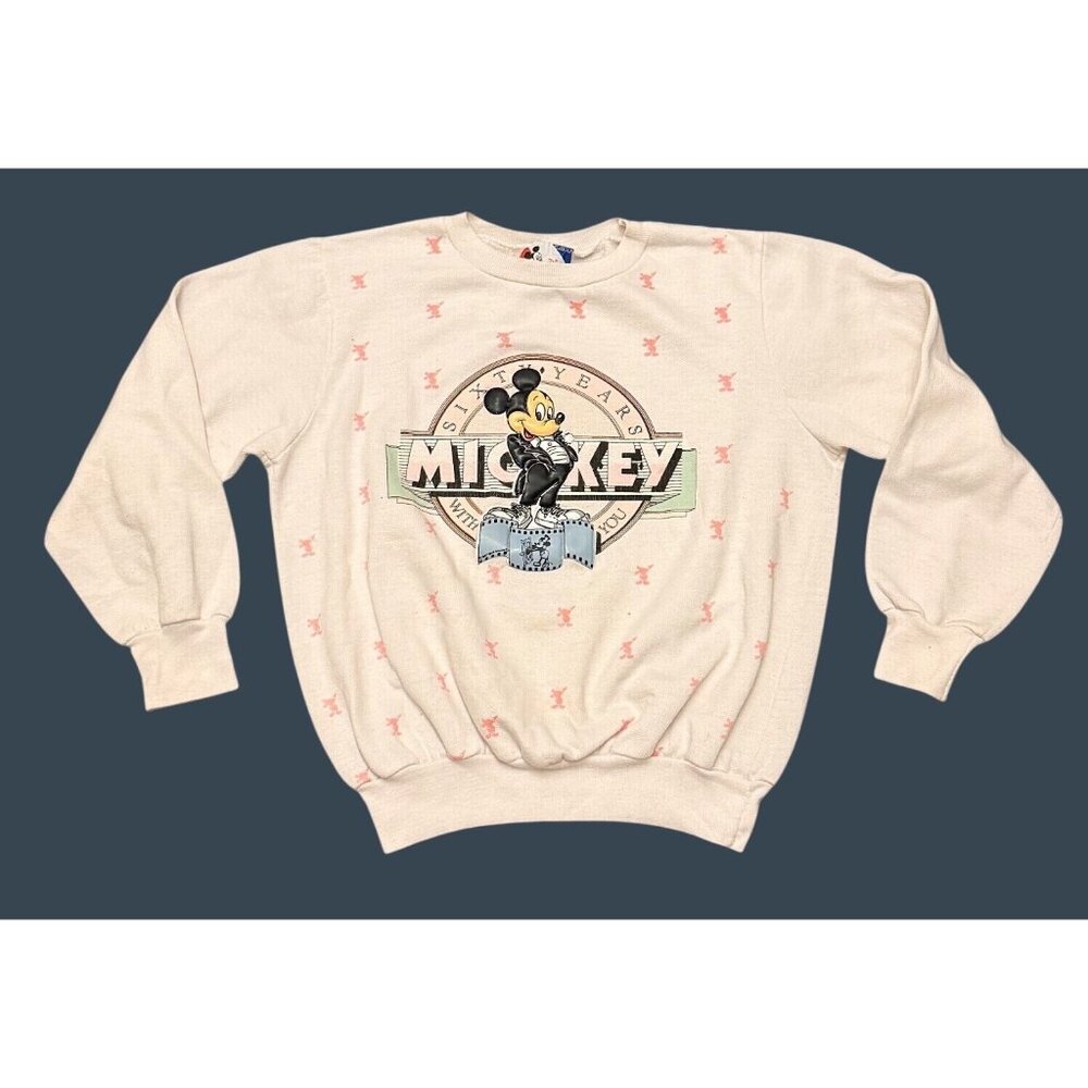 Vintage‎ 1987 Disney Mickey Mouse 60th Anniversary Sweatshirt White Pullover